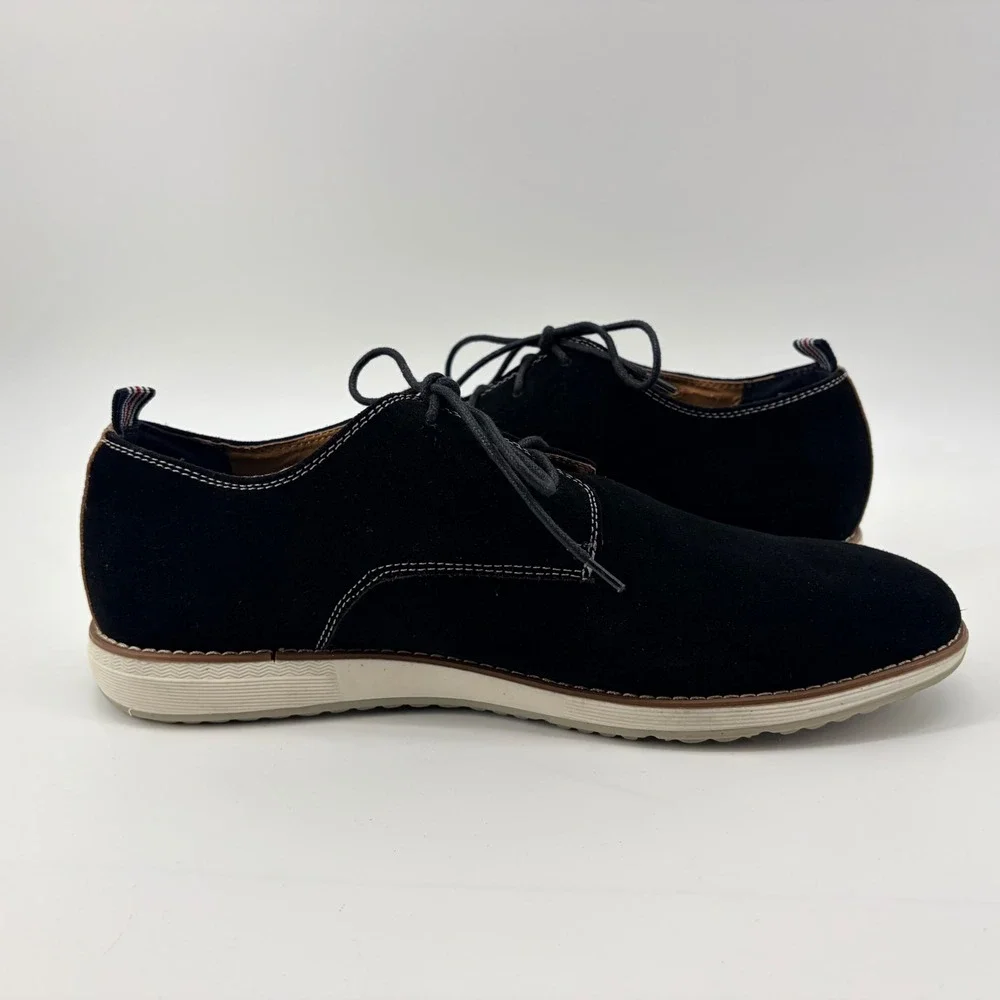 Original Penguin Troy Shoes Size 13 Black Suede Leather Derby Oxford Mens